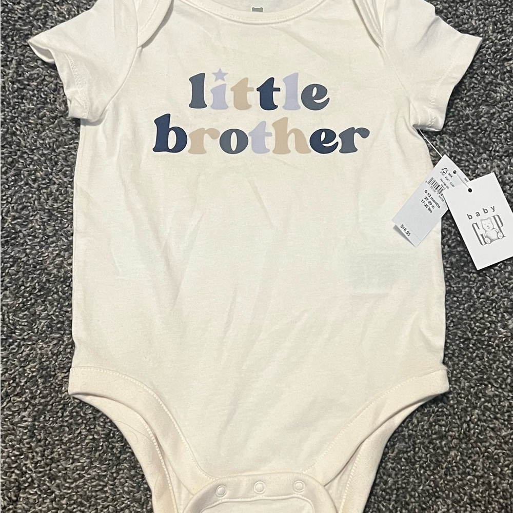 GAP Cream and Blue 'Little Brother' Bodysuit